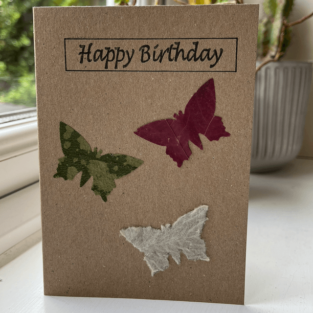 Happy Birthday - Butterfly Leaves Card