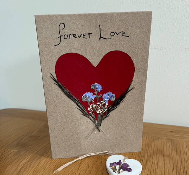 Valentines Card and Clay Heart Keepsake 1