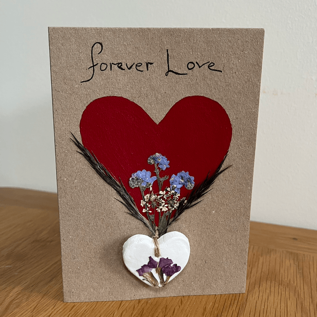 Valentines Card and Clay Heart Keepsake 1