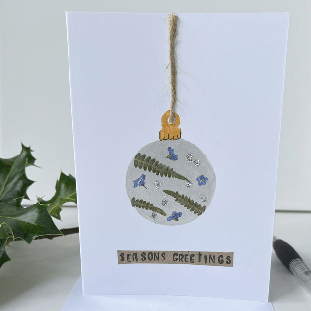 Christmas Card Sliver Bauble