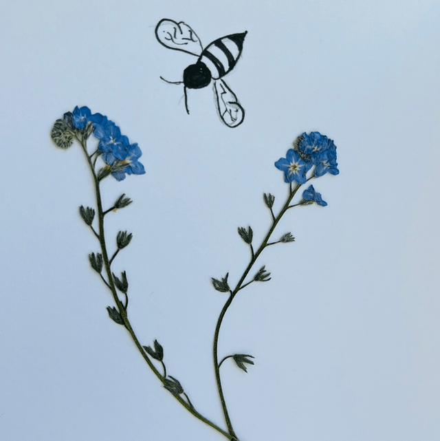 Forget-me-nots and Bee Greeting Card