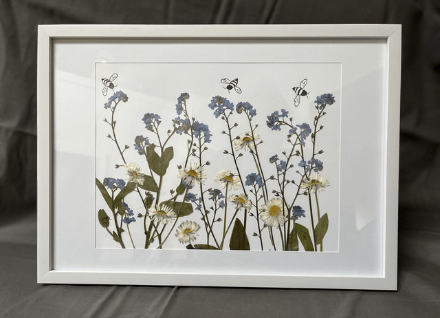 Daisies and Forget-me-nots Meadow and Bees