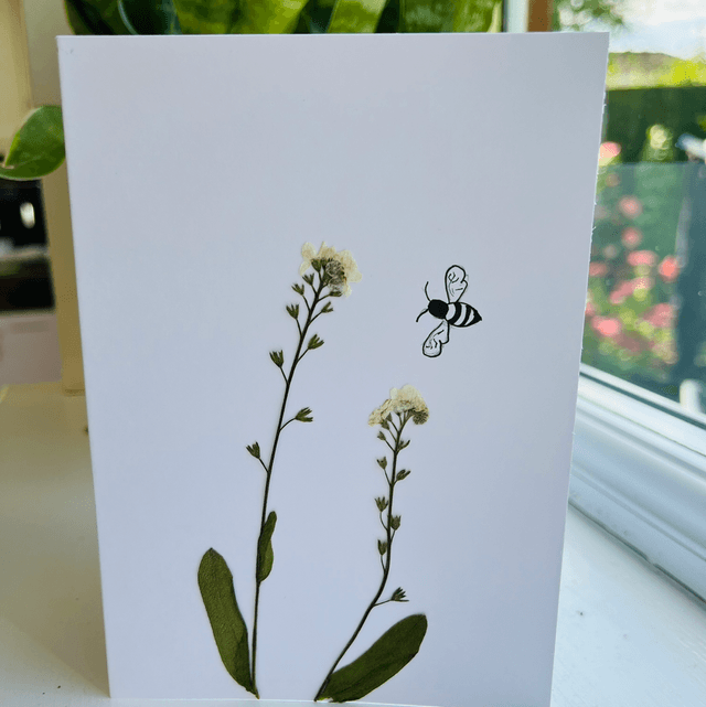 Forget-me-nots and Bee Greeting Card