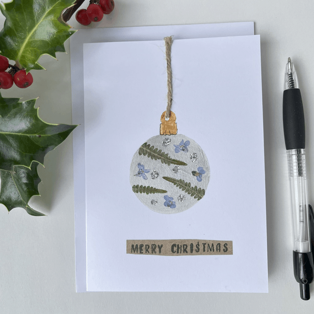 Christmas Card Sliver Bauble