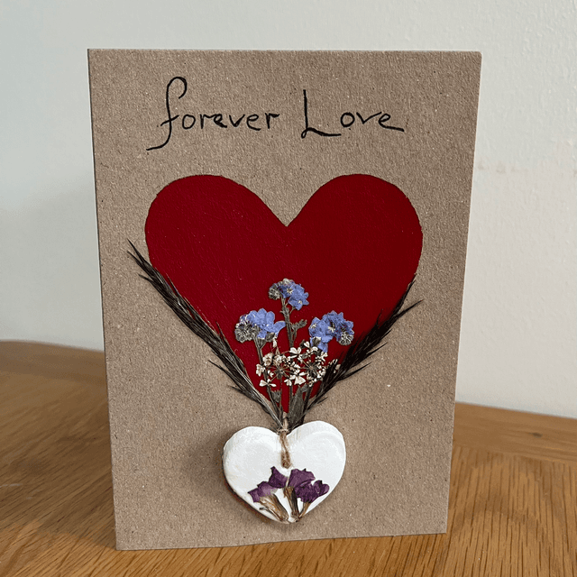 Valentines Card and Clay Heart Keepsake 1